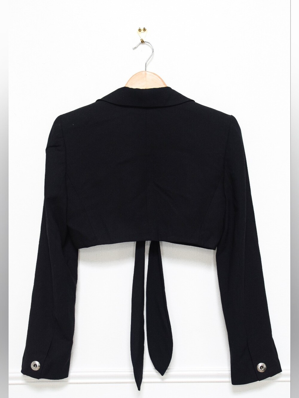 Vintage Alberto Makali Cropped Blazer Black Tie Front Size 2 90s - Picture 3 of 6